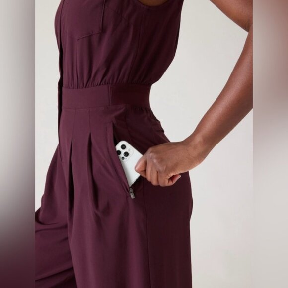 Athleta Brooklyn Heights Wide Leg Jumpsuit // Spiced Cabernet - Picture 2 of 11
